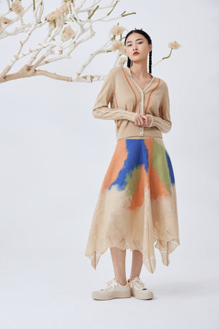 Handcrafted cashmere felting knit skirt