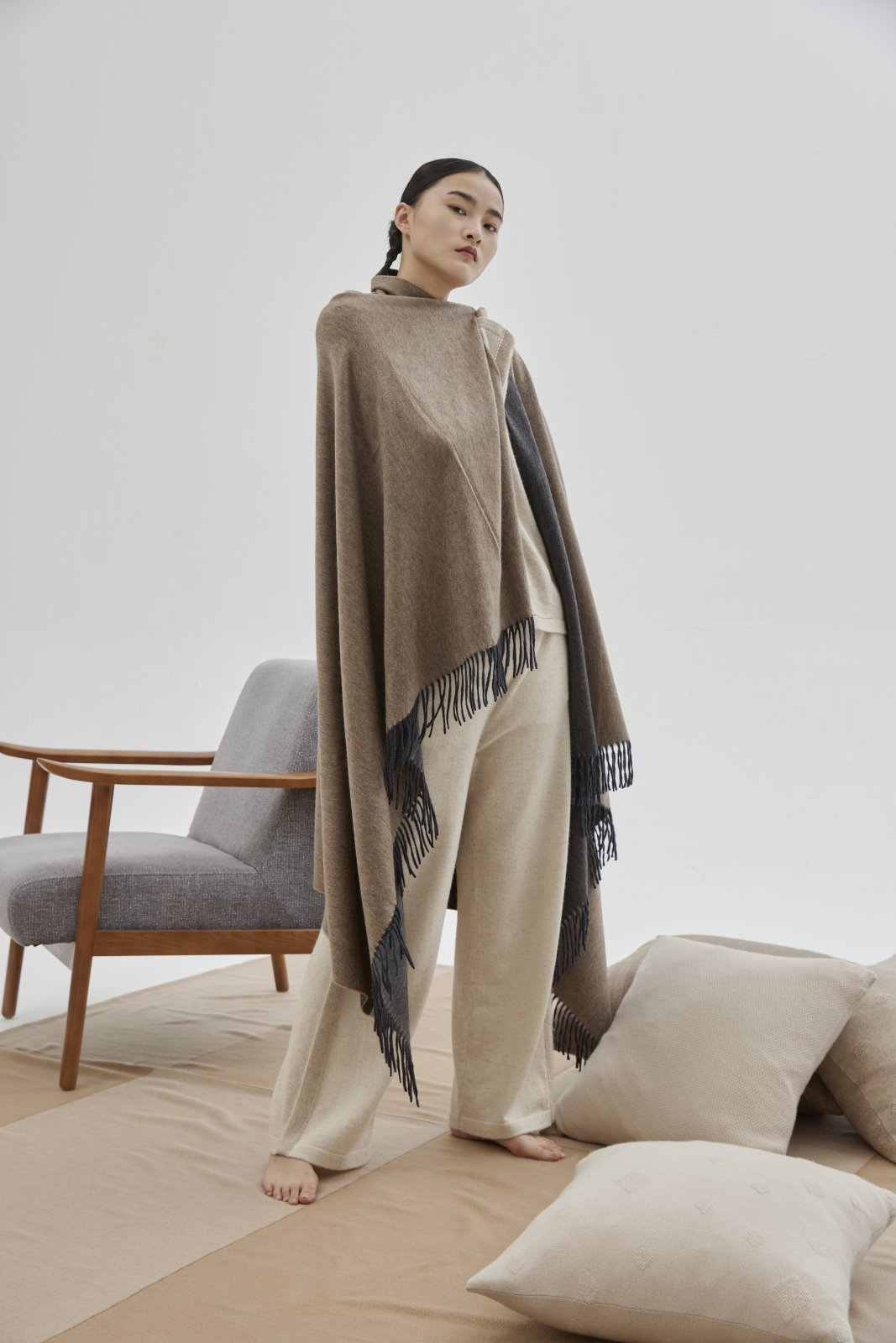 Double-sided sable cashmere blanket