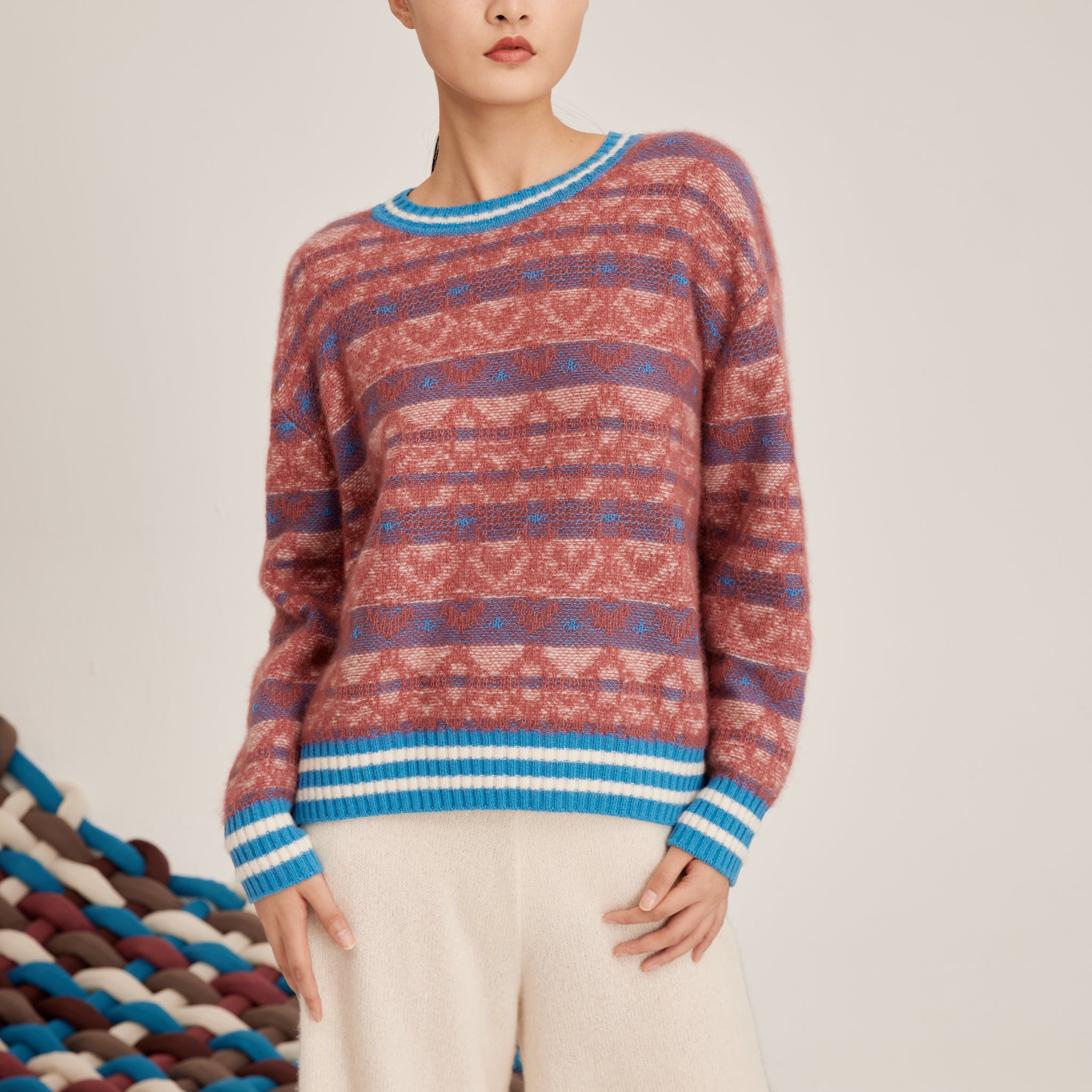 Women's screwneck silk-cashmere jumper