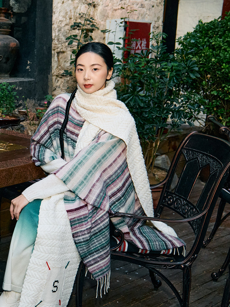 Cashmere fringe cape